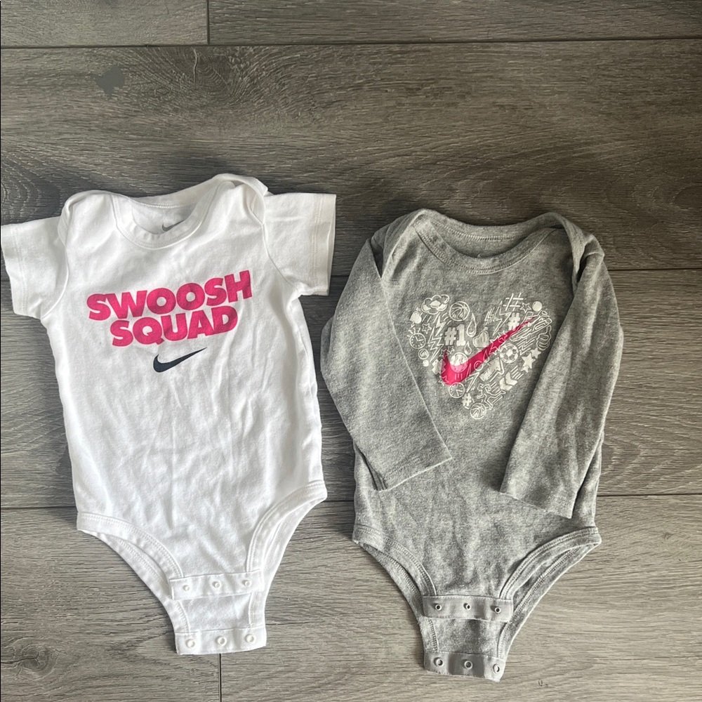 Nike Kids Onesies Set - White and Gray with Pink Accents